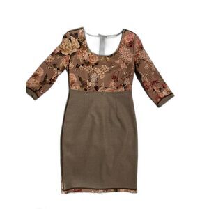 Stunning Sfizio made in Italy  tan floral dress M mixed patterns